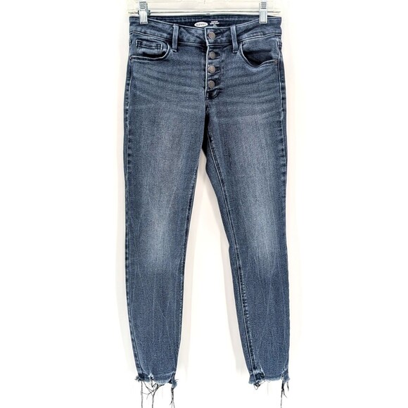 Old Navy Rockstar Super Skinny Ankle Mid Rise Dark Wash Jeans Size 0 26"x26" - Picture 1 of 7